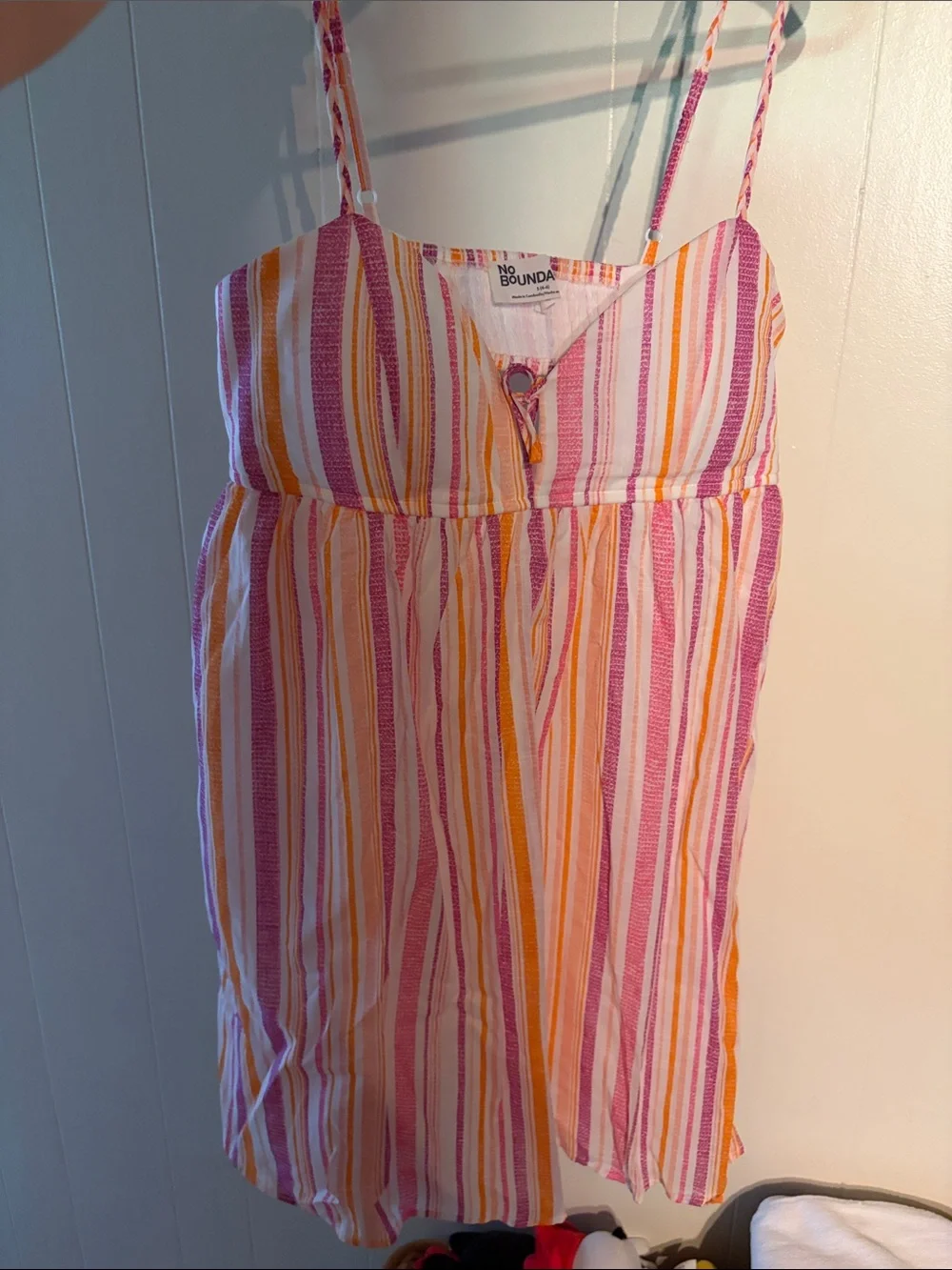 No Boundaries Pink, Yellow & White Striped Girls' Swim Coverup